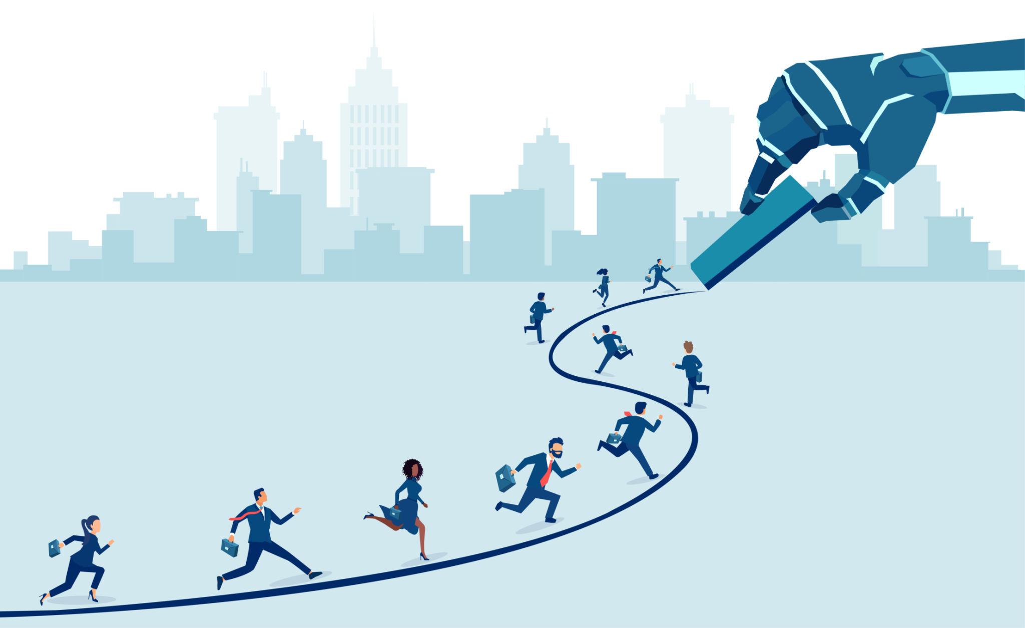Labor market effects of the technology race in the age of AI?